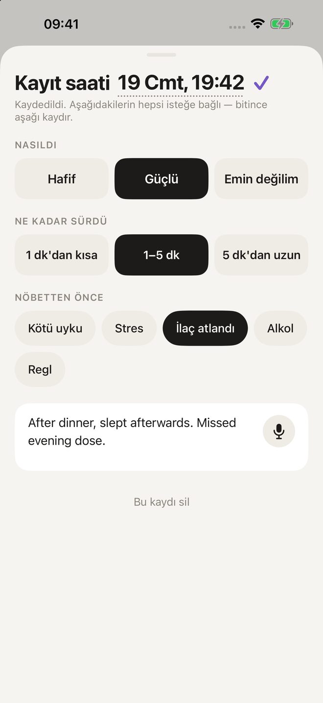 Kayıt sayfası: nasıl geçti, ne kadar sürdü, öncesinde ne oldu, bir not